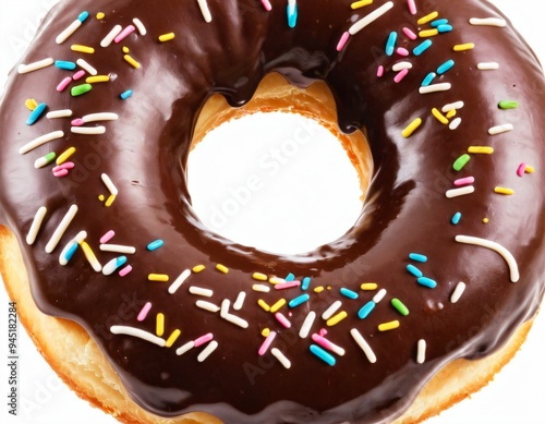 Wallpaper Mural Donut with chocolate glaze isolated on white background. One round American chocolate doughnut. Front View. Top view. Ai generated images Torontodigital.ca