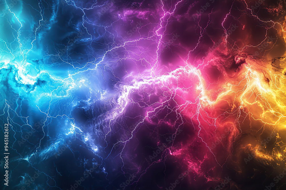 Generative ai on theme of scary bright electric lightning bolt with branches in the night dark sky Generative ai on theme of scary bright electric lightning bolt with branches in the night dark sky