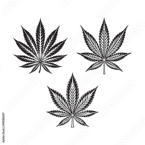 Minimalist Marijuana Silhouette Vector Art for Modern Designs.