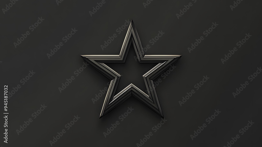 Black Metal Star on Grey Background. Black Metal Star on Grey Background.