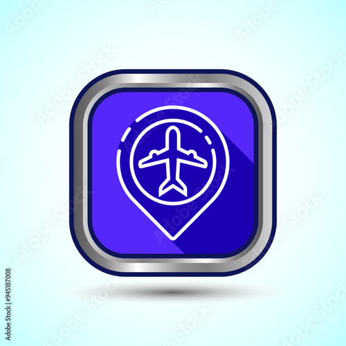 Free Download Airplane Icon Button Design Illustration. Flight Transport Sign. Travel, Holiday symbol - GFXLoad