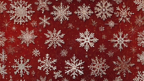 Wallpaper Mural Snowflakes in different shapes and design on solid red background illustration background abstract wallpaper Christmas and December theme Torontodigital.ca