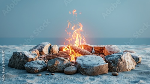 Campfire on the Beach at Sunset