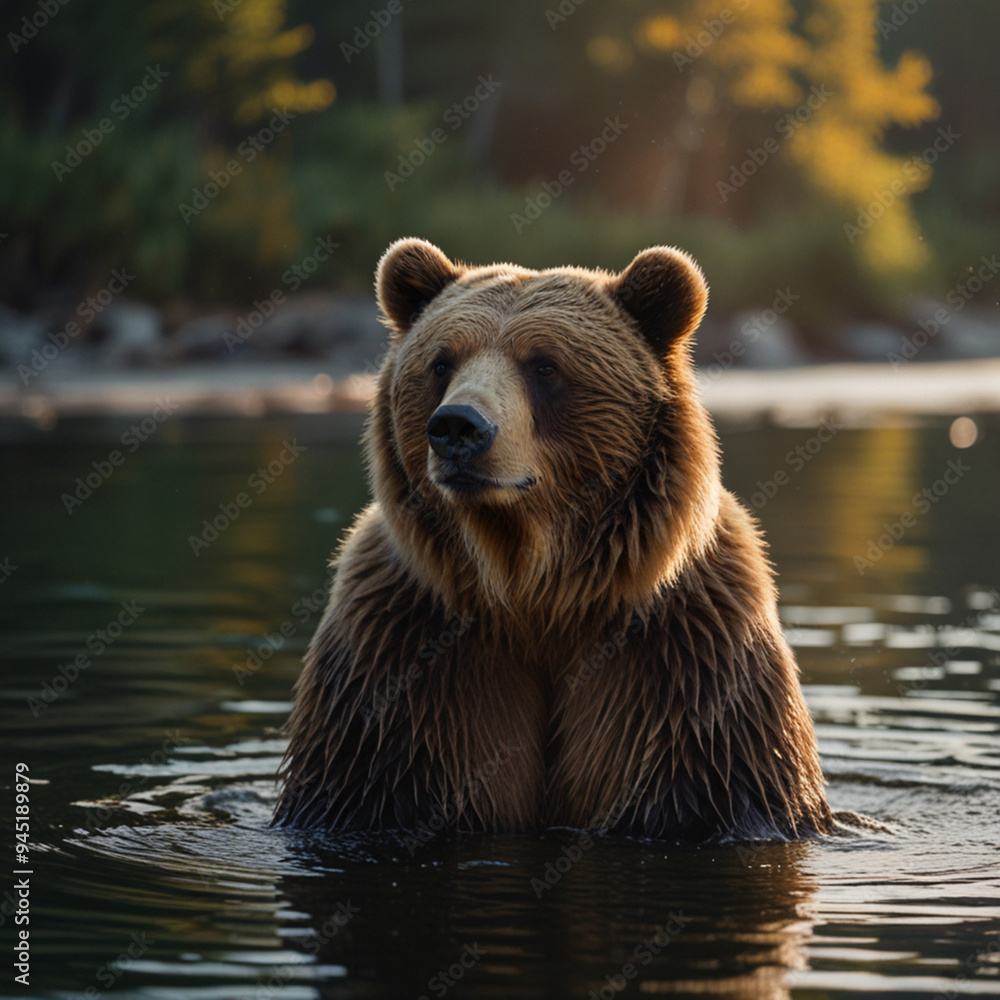 Obraz premium brown bear in the lake