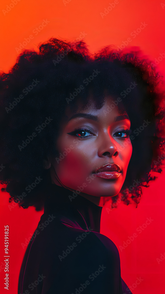 Portrait of a black woman with afro hair Portrait of a black woman with afro hair