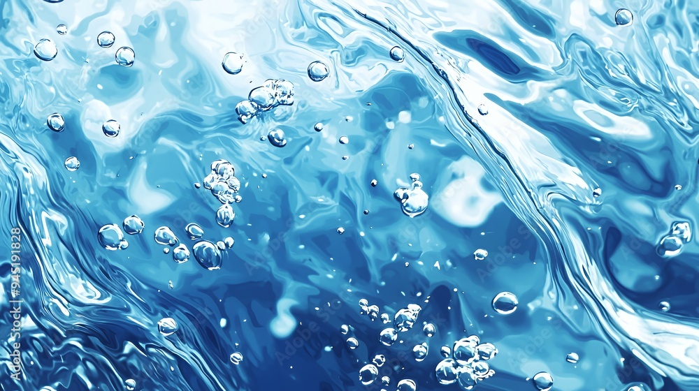 Abstract image of blue water with bubbles, showcasing fluid dynamics and texture. Abstract image of blue water with bubbles, showcasing fluid dynamics and texture.