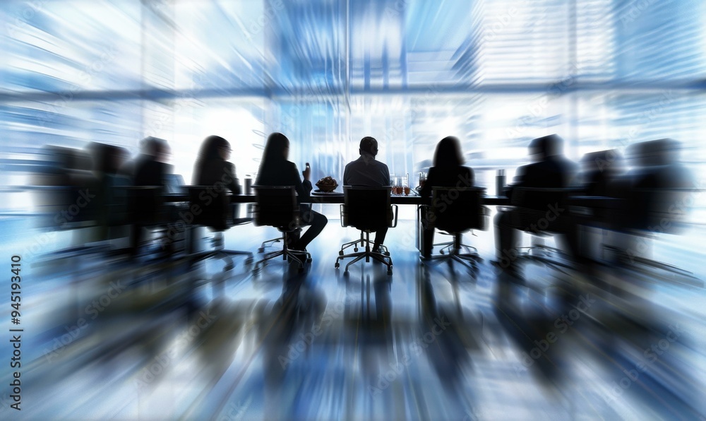 A group of people sitting at a table in front of windows. AI. A group of people sitting at a table in front of windows. AI.