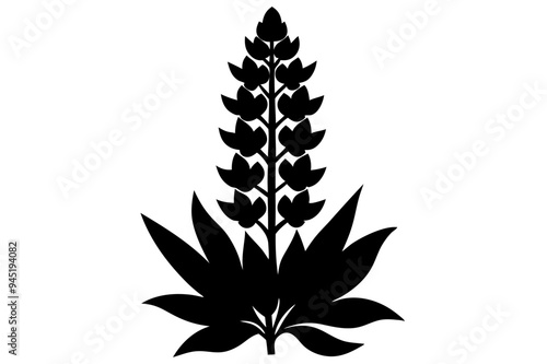 Lupine Silhouette on vector illustration with white background.