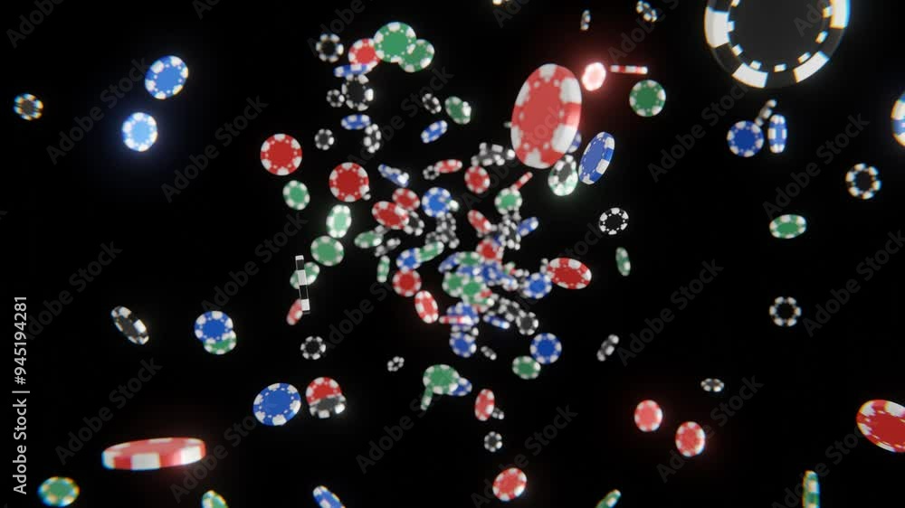 Casino chips explode in slow motion to screen Casino chips explode in slow motion to screen