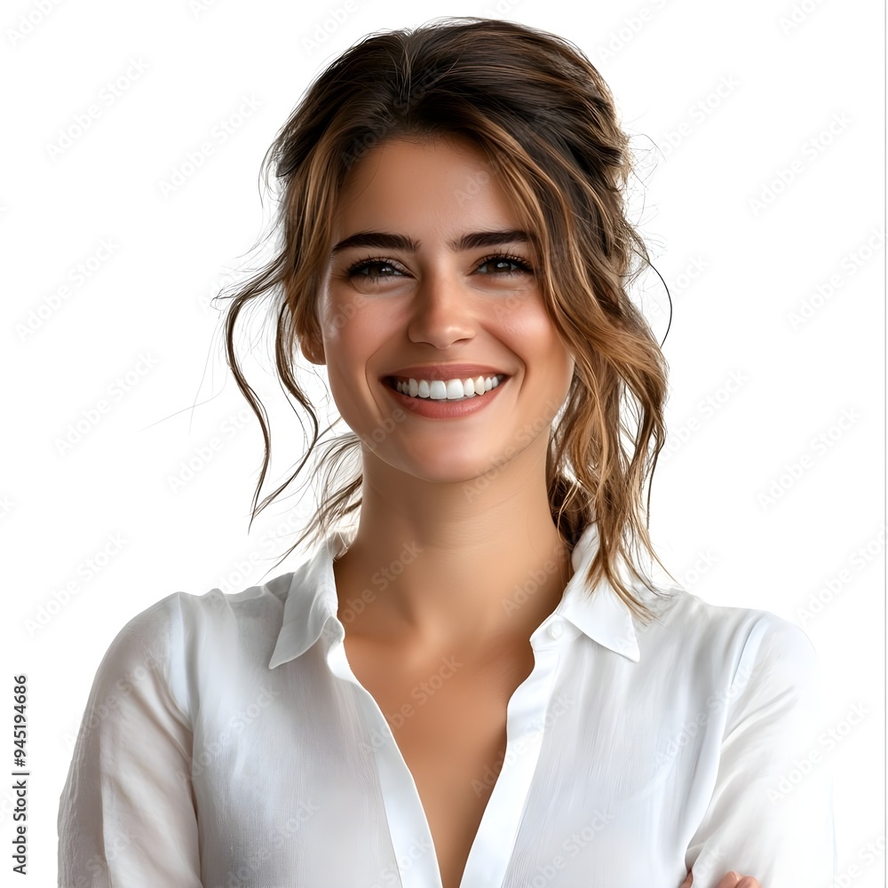Young happy business woman, smiling front view, isolated on white background
Young happy business woman, smiling front view, isolated on white background