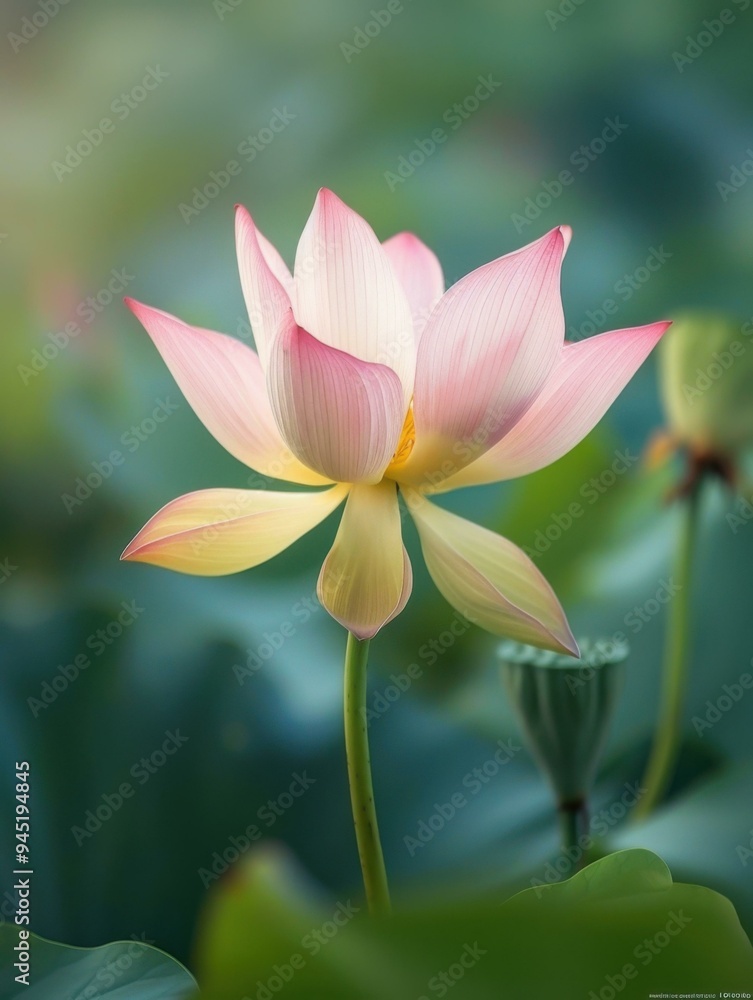 A pink lotus flower with green leaves in the background. AI. A pink lotus flower with green leaves in the background. AI.