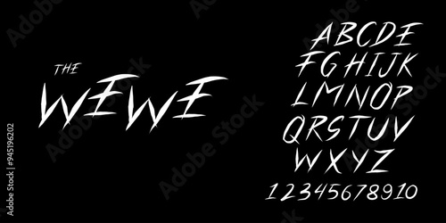  Hand drawn ink alphabet. Grunge scratch type font. Decorative font for books, posters, postcard, typography. Vector.