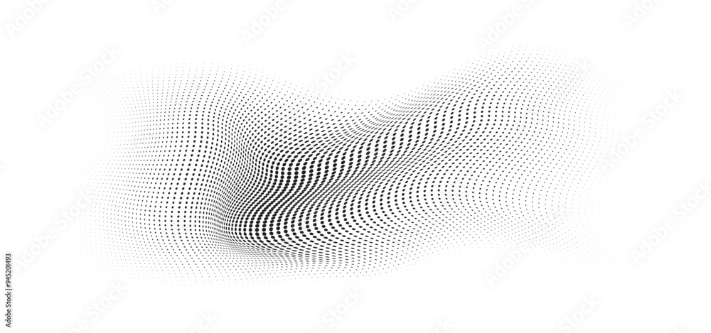Flowing Wave Dot Halftone Pattern: Curve Gradient Shape on Transparent Background. Suitable for AI, Tech, Network, Digital, Science, and Technology Themes. Flowing Wave Dot Halftone Pattern: Curve Gradient Shape on Transparent Background. Suitable for AI, Tech, Network, Digital, Science, and Technology Themes.