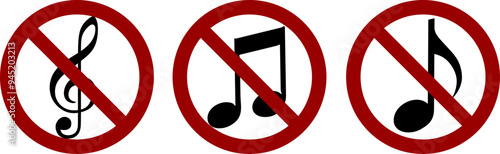 no music logo, You can not make noise, silent please, be quite.