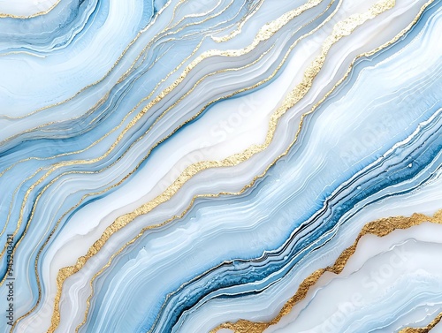 Opulent marble pattern, gold veins, royal blue hues, 3D depth, watercolor style