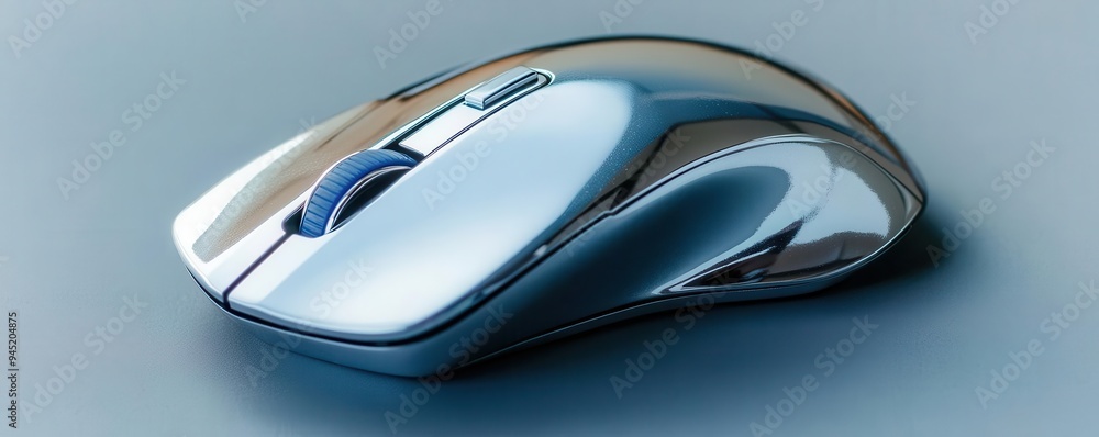 A chrome effect computer mouse with a sleek design and reflective surface, chrome effect, mouse, sleek A chrome effect computer mouse with a sleek design and reflective surface, chrome effect, mouse, sleek