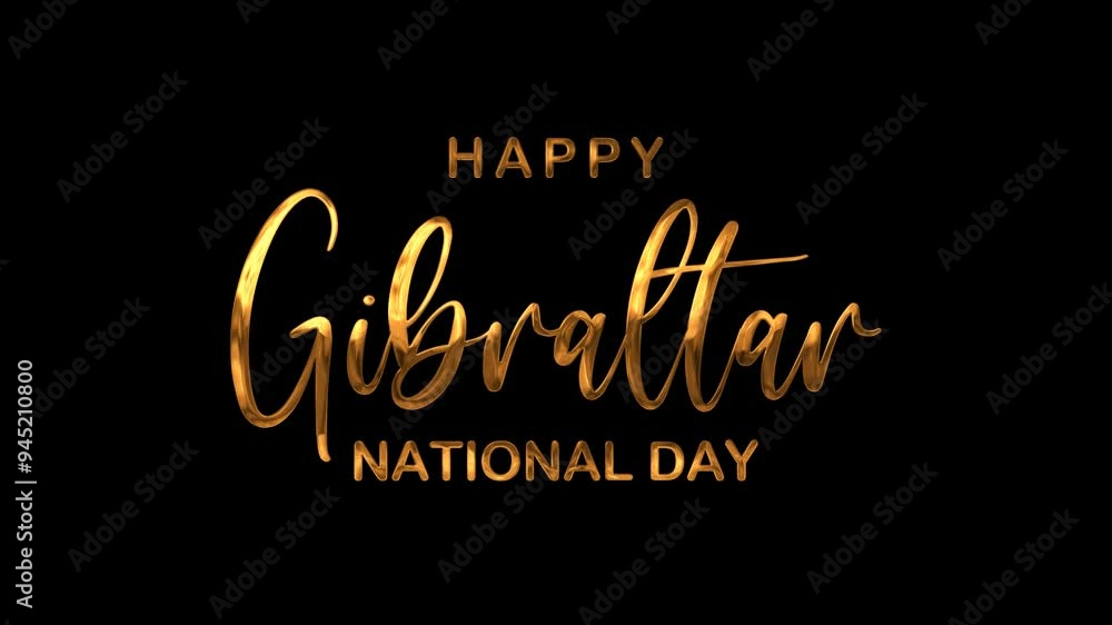 Happy Gibraltar National Day Text Animation on Gold Color. Great for Happy Gibraltar National Day Celebrations, for banner, social media feed wallpaper stories. Happy Gibraltar National Day Text Animation on Gold Color. Great for Happy Gibraltar National Day Celebrations, for banner, social media feed wallpaper stories.