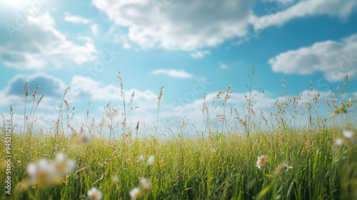 Green Grass Meadow Under Blue Sky