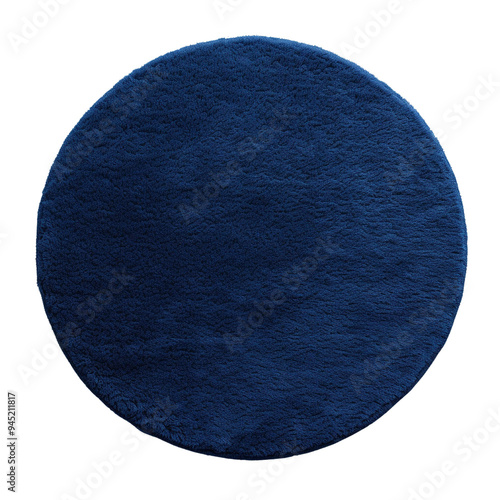 Soft navy blue round rug, ideal for home decor, adding comfort , PNG