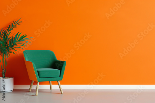 Wallpaper Mural Armchair colorful green and orange room interior Torontodigital.ca