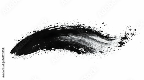 Abstract Black Ink Brush Stroke Isolated on White Background