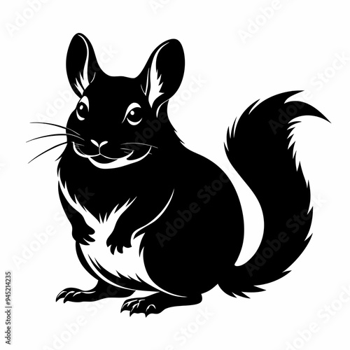 Chinchillas Silhouette Vector on a White Background