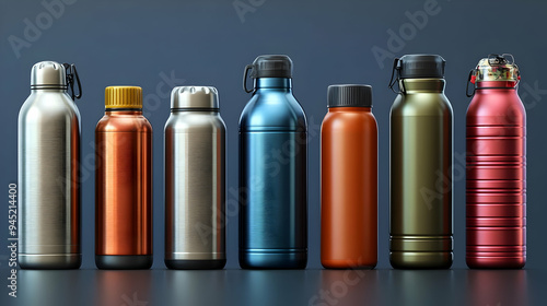 Stainless Steel and Metal Water Bottles Mockup