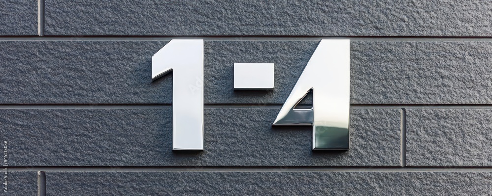 A chrome effect house number with a high-gloss finish and sharp edges, chrome effect, house number, sharp A chrome effect house number with a high-gloss finish and sharp edges, chrome effect, house number, sharp