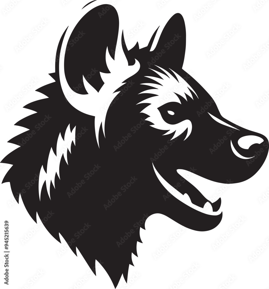 Hyena Head Mascot Silhouette isolated on white background Hyena Head Mascot Silhouette isolated on white background