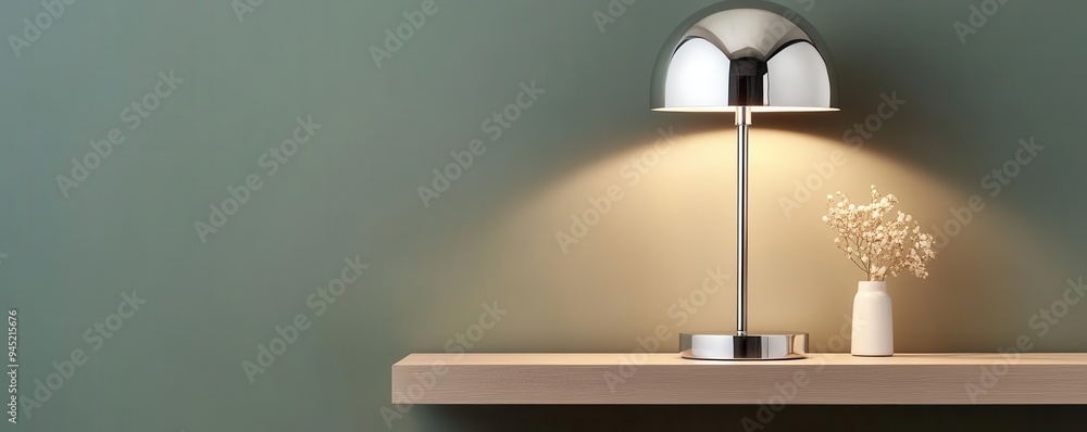 A chrome effect table lamp with a polished surface and modern aesthetics, chrome effect, table lamp, polished A chrome effect table lamp with a polished surface and modern aesthetics, chrome effect, table lamp, polished