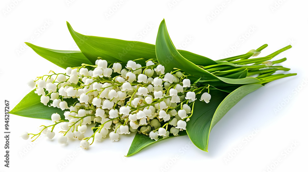 Lily of the Valley Flowers Bouquet White Background Lily of the Valley Flowers Bouquet White Background