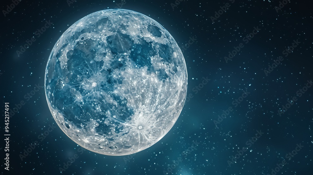 Fototapeta premium A stunning full moon illuminated against a starry sky.