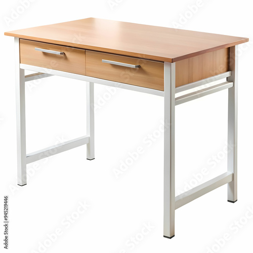 real study table isolated on white background