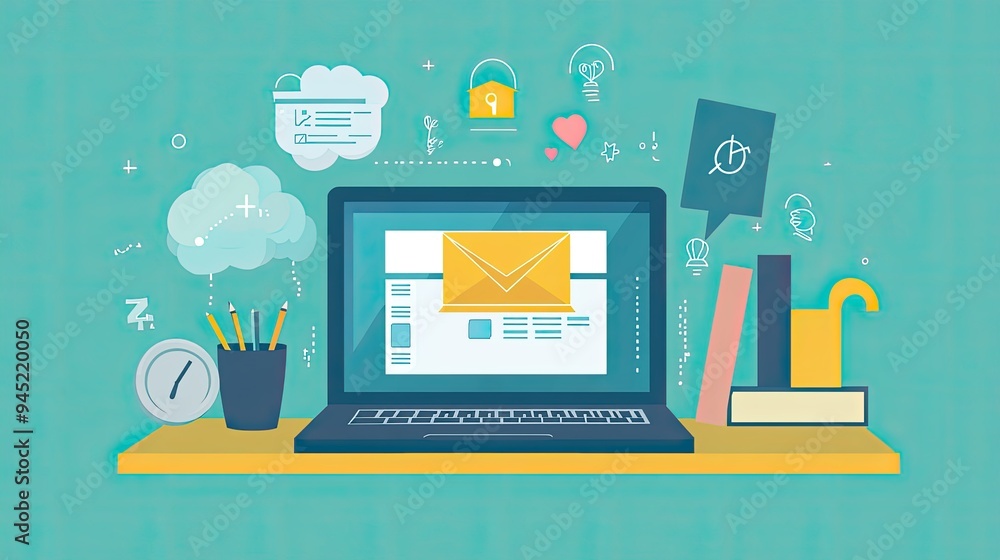 A laptop on a desk with a virtual learning environment displayed, symbolizing online education. A laptop on a desk with a virtual learning environment displayed, symbolizing online education.