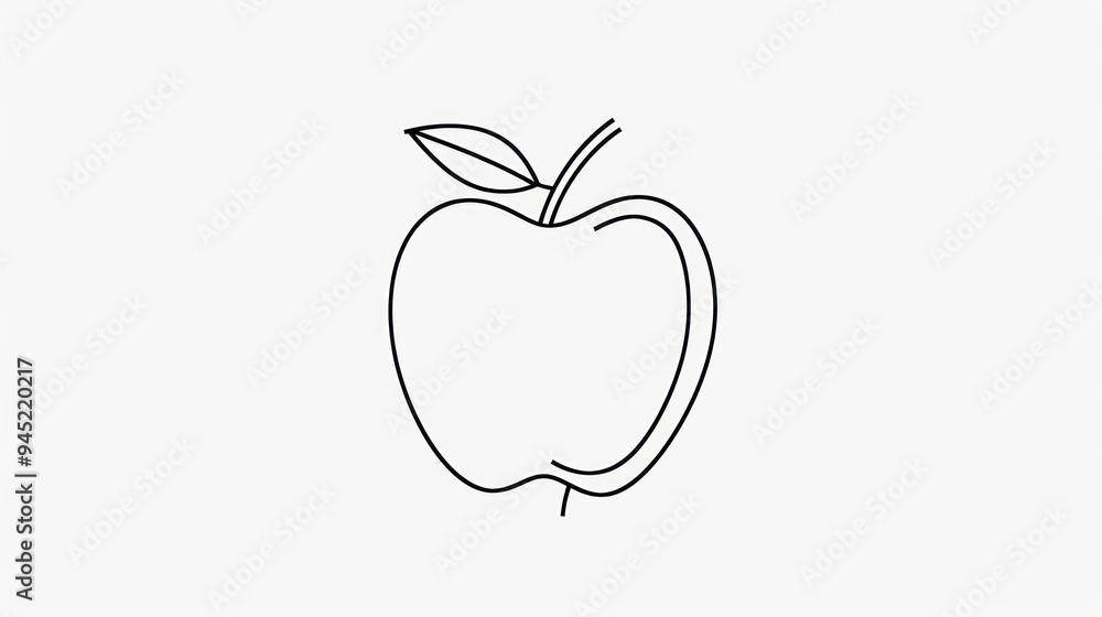 Fototapeta premium Simple Line Drawing of an Apple.