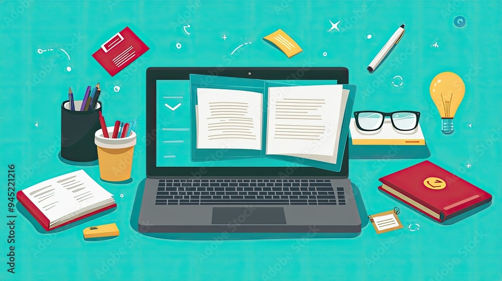 A laptop with educational content open, symbolizing the concept of online learning. A laptop with educational content open, symbolizing the concept of online learning.