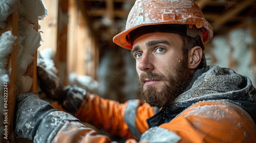 A construction laborer carefully laying bricks and applying mortar to build a sturdy wall on a residential project A construction laborer carefully laying bricks and applying mortar to build a sturdy wall on a residential project