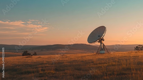 A satellite dish in a rural setting, representing reliable internet via satellite technology.