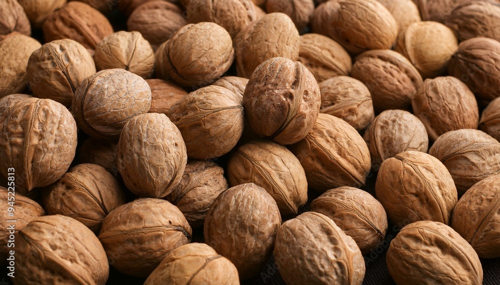 Rustic Abundance: Close-Up of Whole Walnuts in Their Shells Rustic Abundance: Close-Up of Whole Walnuts in Their Shells