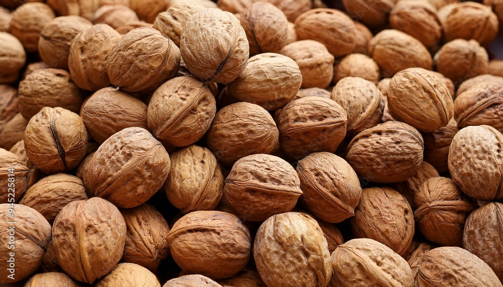 Rustic Abundance: Close-Up of Whole Walnuts in Their Shells Rustic Abundance: Close-Up of Whole Walnuts in Their Shells