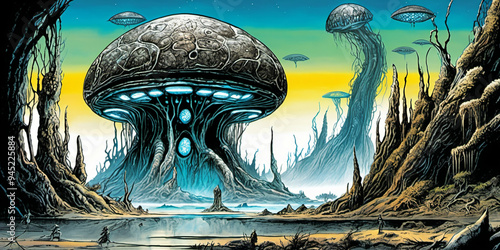 Alien fantasy landscape. Di...