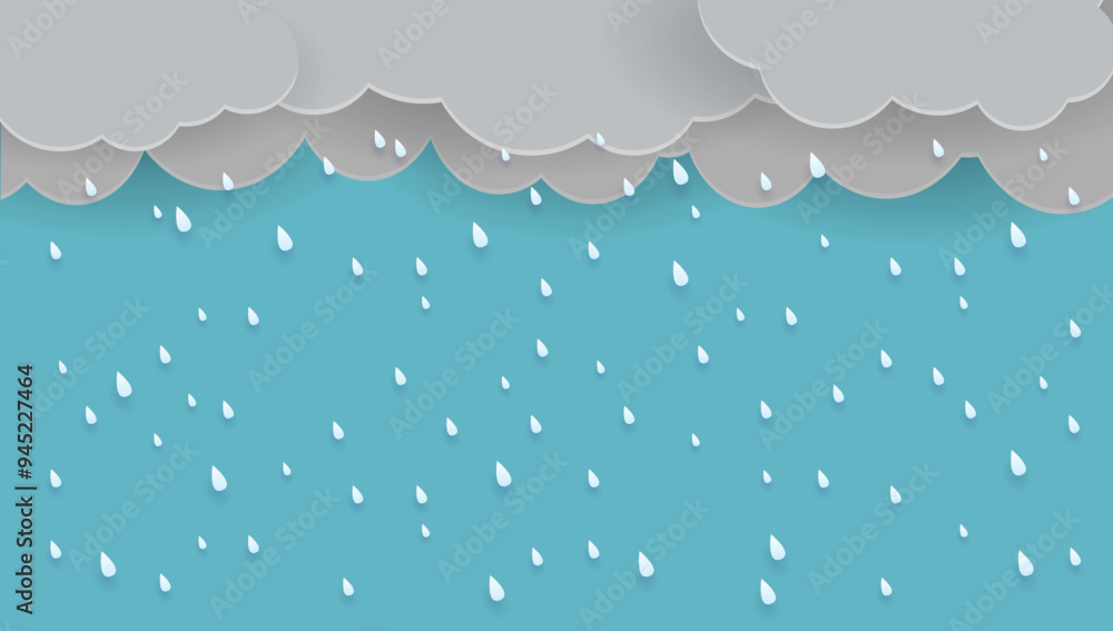 Heavy rain in dark sky, rainy season, clouds and storm, weather nature background, Flood natural disaster, vector illustration. Heavy rain in dark sky, rainy season, clouds and storm, weather nature background, Flood natural disaster, vector illustration.