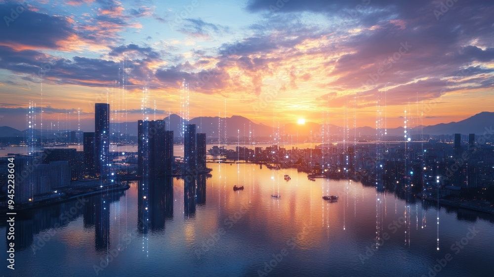 Fototapeta premium sunset over the city