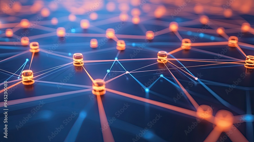 An abstract digital network with glowing nodes, symbolizing communication technology. An abstract digital network with glowing nodes, symbolizing communication technology.