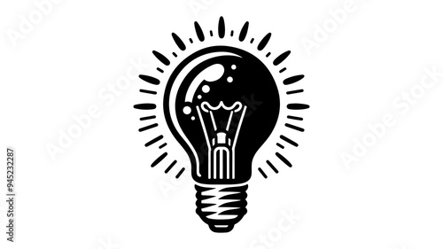 Lightbulb silhouette vector illustration.