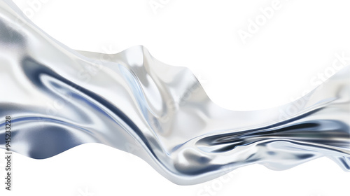 Silver Fabric Flowing Across transparent Background.