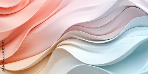 Abstract Colorful Flowing Fabric Waves in Pastel Shades of Purple and Pink, Fluid Gradient Background