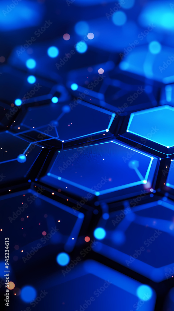 Obraz premium Abstract background with blue hexagons of technological elements