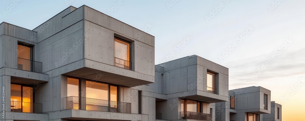 A series of brutalist apartment blocks with repetitive, modular designs and minimal ornamentation, Neo Brutalism, apartments, modular A series of brutalist apartment blocks with repetitive, modular designs and minimal ornamentation, Neo Brutalism, apartments, modular