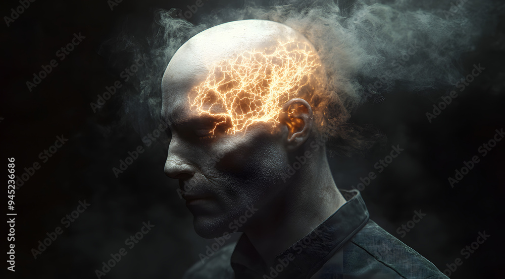 A Man with No Hair, White Skin, and Gray Eyes is Seen from the Side, Displaying a Calm and Thoughtful Expression, Capturing a Unique Portrait with a Focus on Facial Features and Emotions, Perfect for A Man with No Hair, White Skin, and Gray Eyes is Seen from the Side, Displaying a Calm and Thoughtful Expression, Capturing a Unique Portrait with a Focus on Facial Features and Emotions, Perfect for